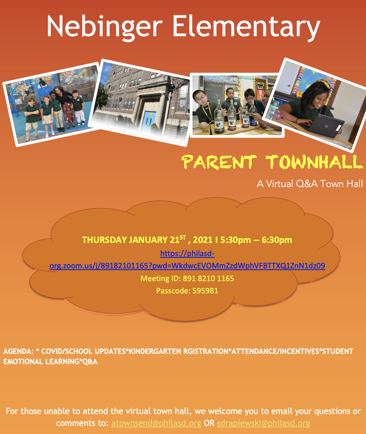 January Parent Townhalls George W Nebinger School